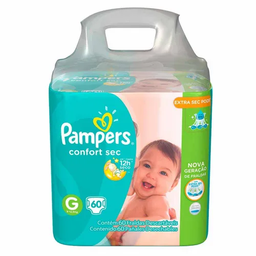 Fralda Pampers Confortsec Super Bag Gd 2x60un