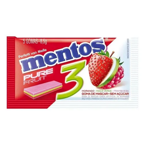 Chiclete Goma De Mascar Mentos 3l Pure Fruit 15x1