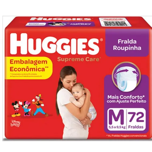Fralda Huggies Pants Prot Acol Shortinho 72un M