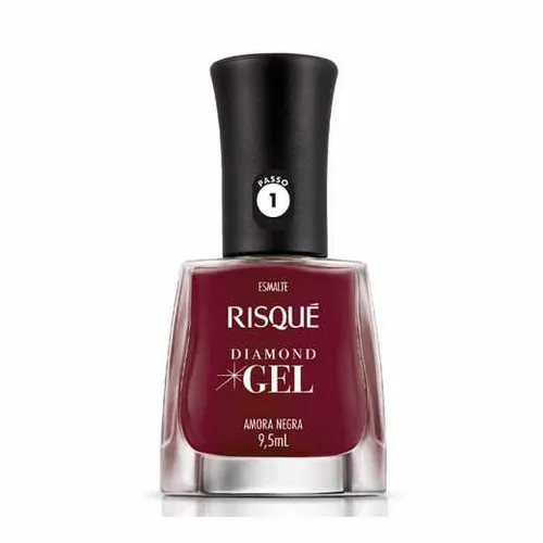 Esmalte Risque Nu Diamond Gel Amora Negra 6x1