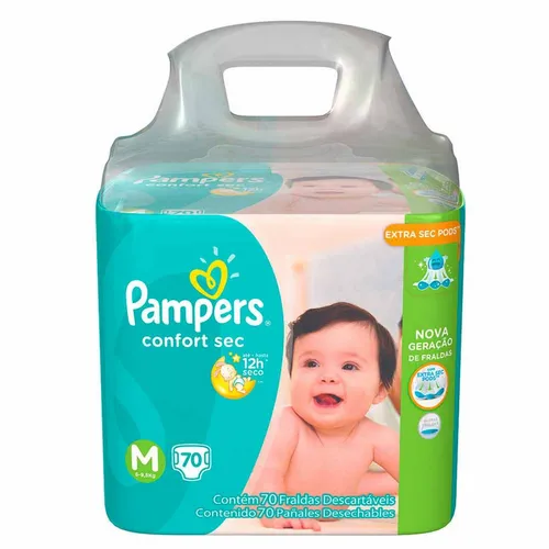 Fralda Pampers Confortsec Super Bag M 2x70un