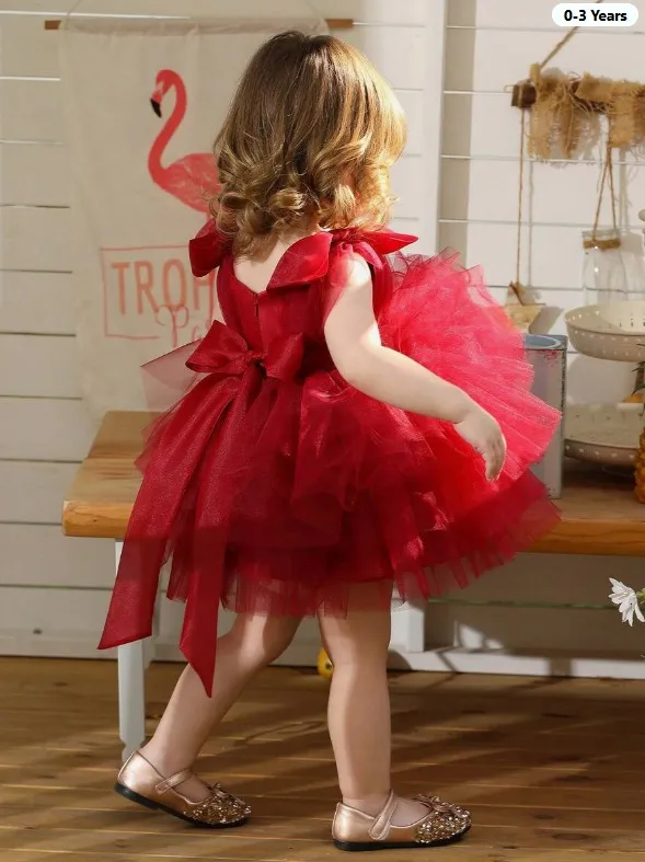 Vestido de luxo vermelho - Tam 9 a 12 Meses