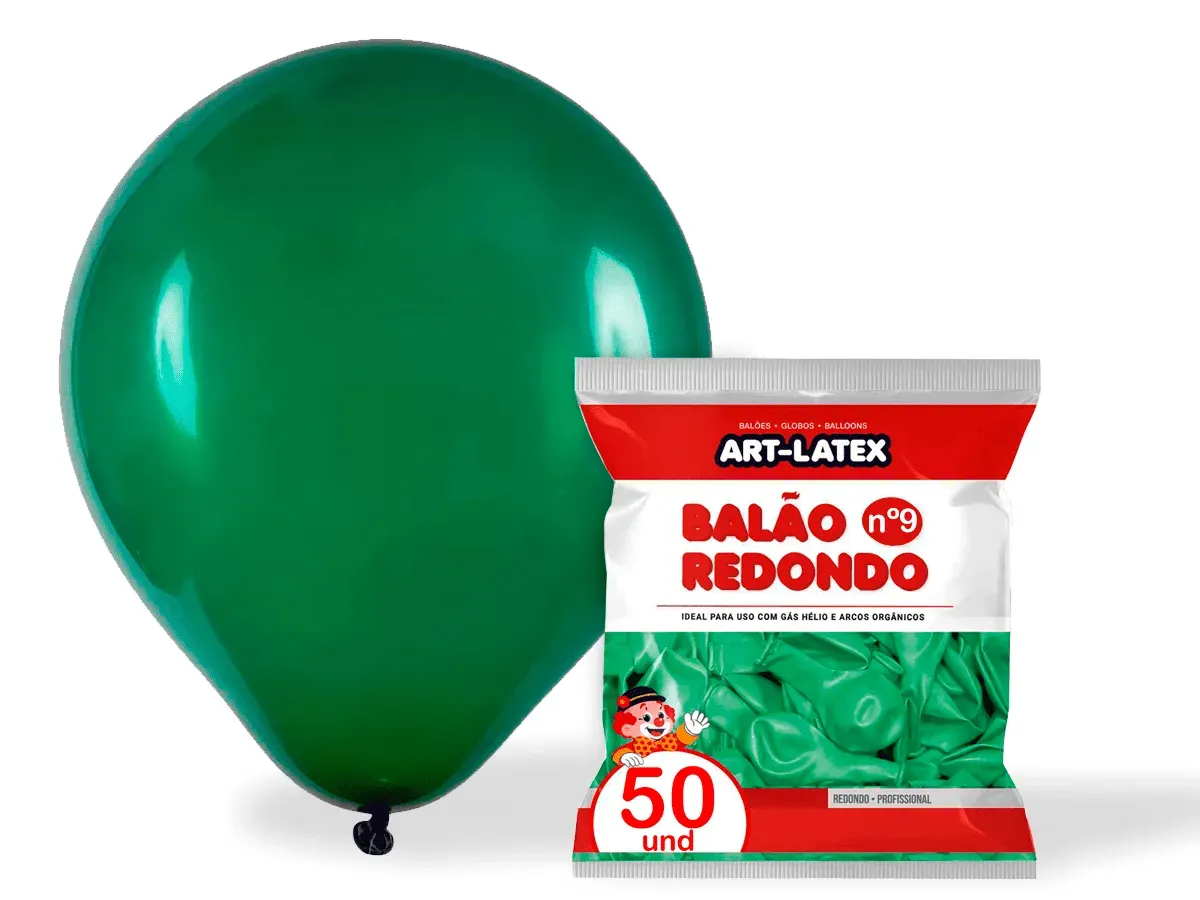 Balao Vede Folha Numero 9 Art-Latex Pct C/50 Un