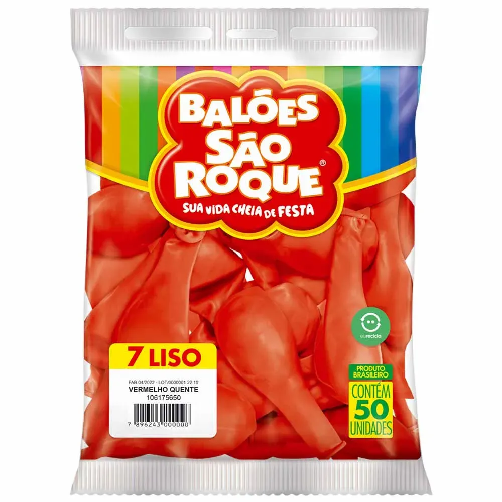Balao Redondo Vermelho Quente Numero 7 Sao Roque