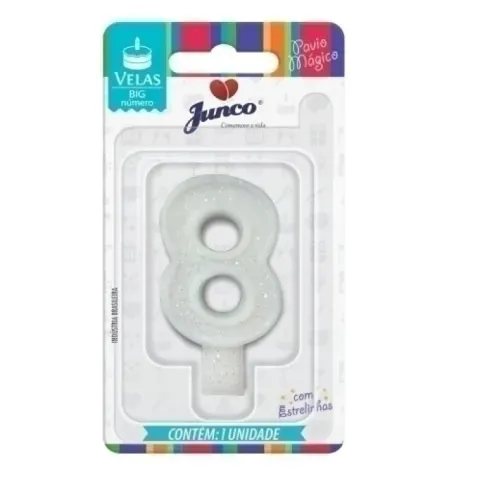 Vela Big C/Gliter Branco N8 Junco