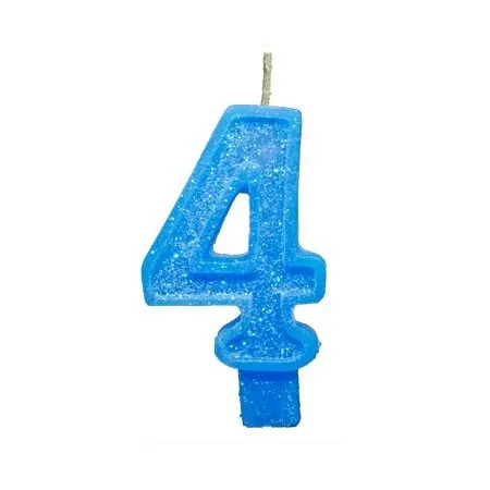 Vela Glitter Azul N4 Vega04