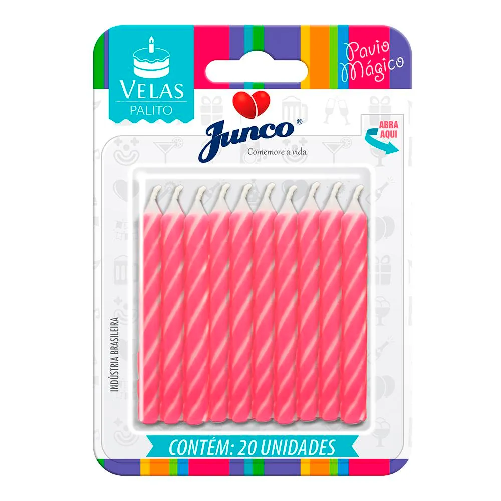 Vela Palito Espiral Rosa C/10