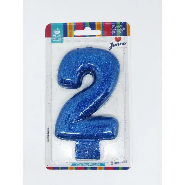 Vela Glitter Azul N2 Vega02