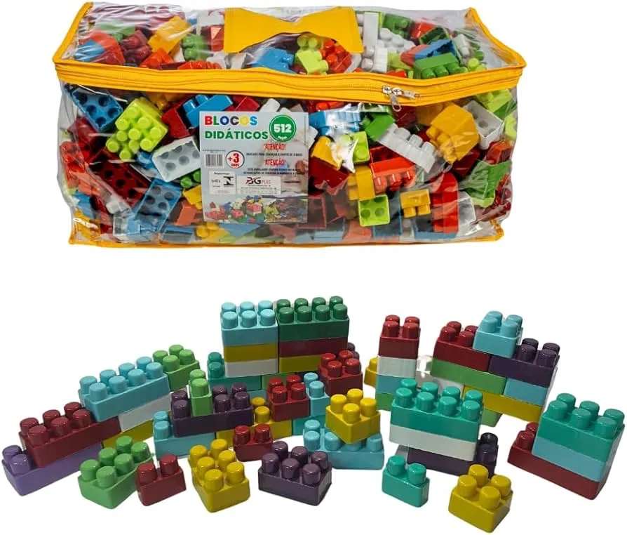 Ref: 117 Bolsa Blocos Didaticos 512 Pcs Recicl.