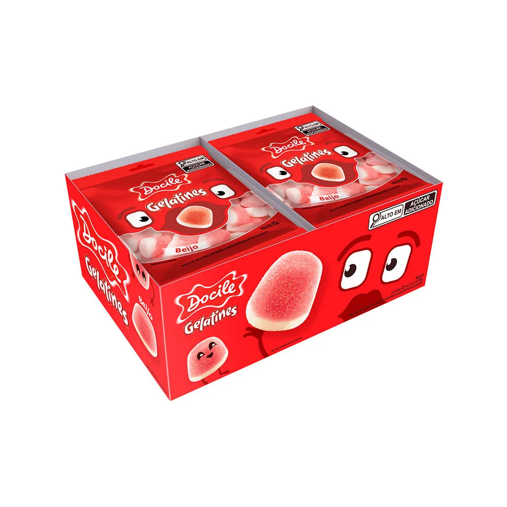 Bala Gelatines Mini Beijo 12x15g